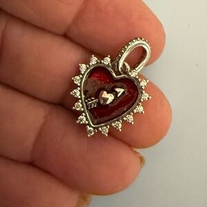Heart-Shaped Red and Silver Pendant